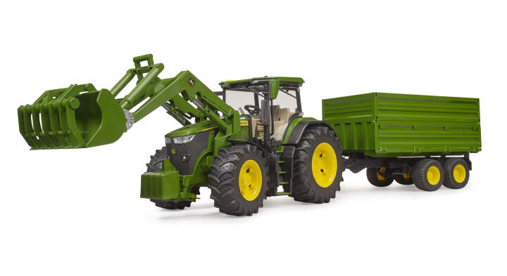 bruder John Deere 7R 350 mit Frontlader und Tandemachstransportanhänger
